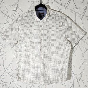 Ike Behar White Hashtags Printed Button Front Shirt